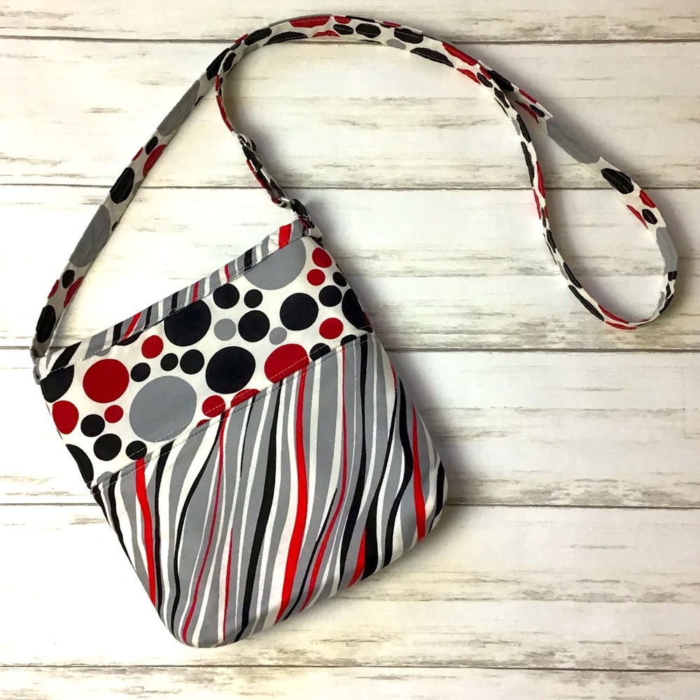 Handmade Squiggles and Circle Cross Body Bag